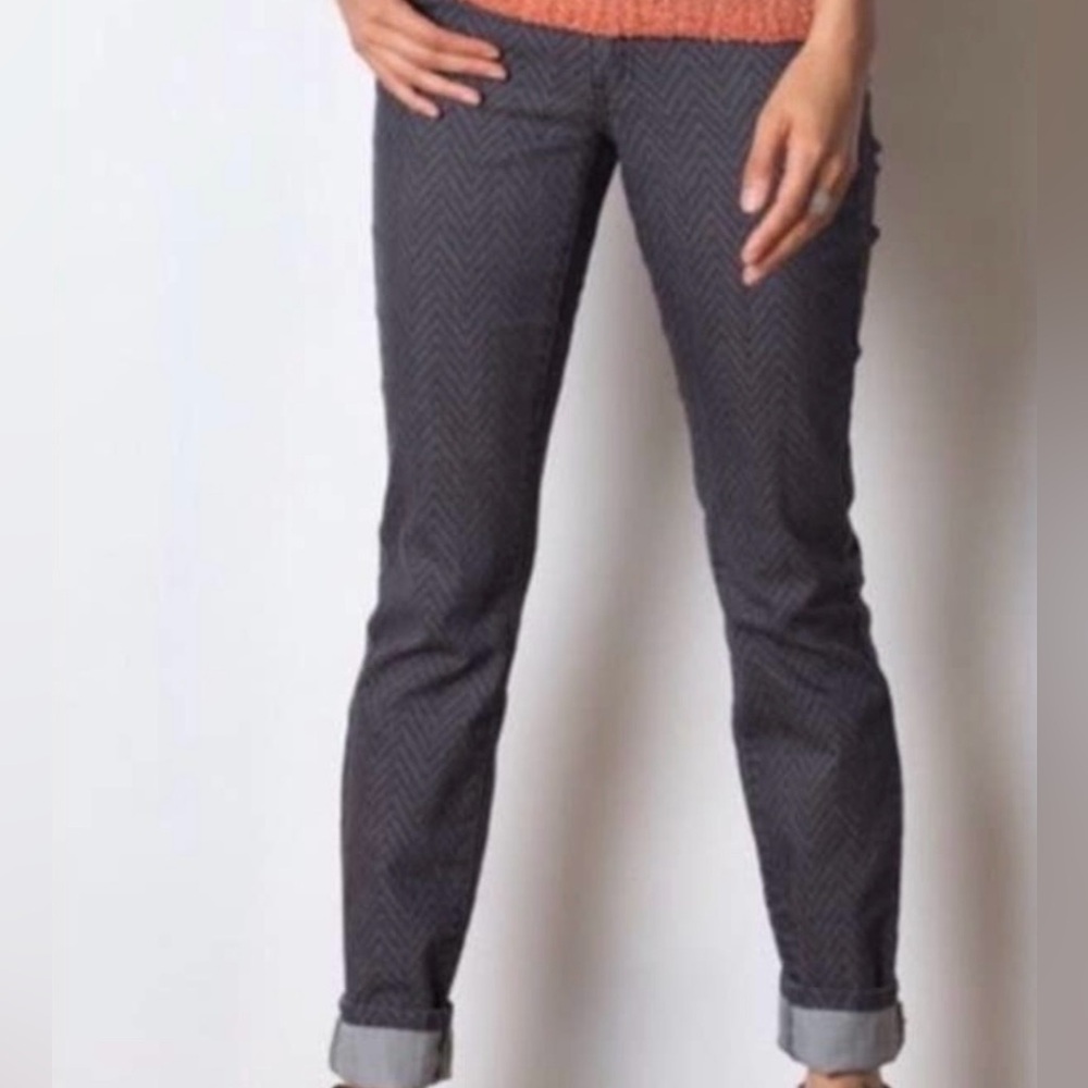 Prana Gray Black Chevron Skinny Fall Winter Jean Pant